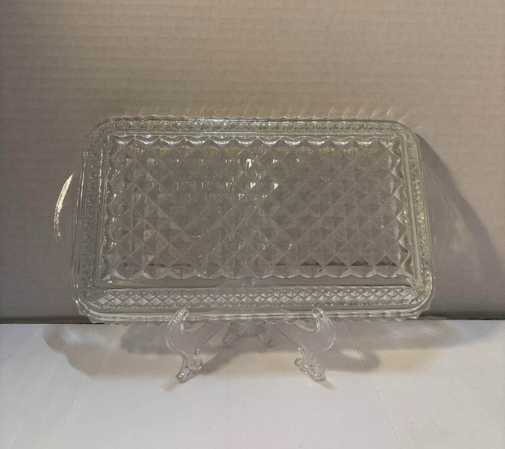 Vintage Anchor Hocking Wexford Clear Glass Rectangular Cranberry Sauce Tray